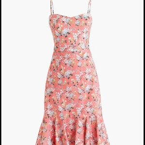 J.Crew midi ruffle dress in liberty print coral multi